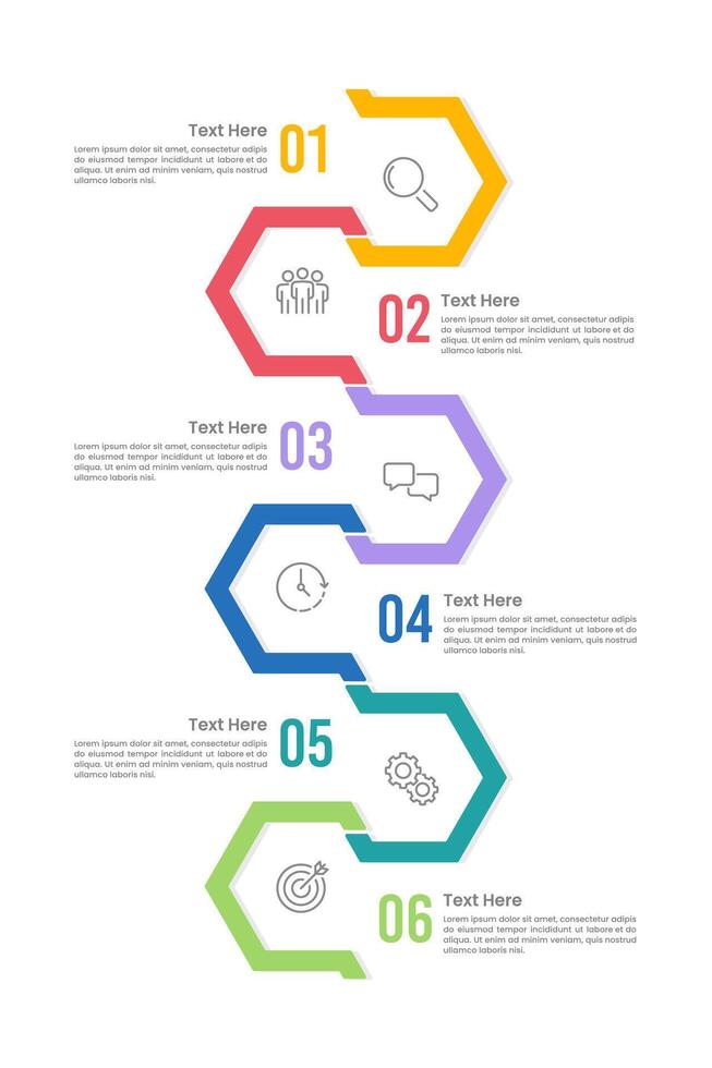 Vertical infographic timeline 6 steps to success. Presentation, Poster, Milestone, Plan and Roadmap. vector