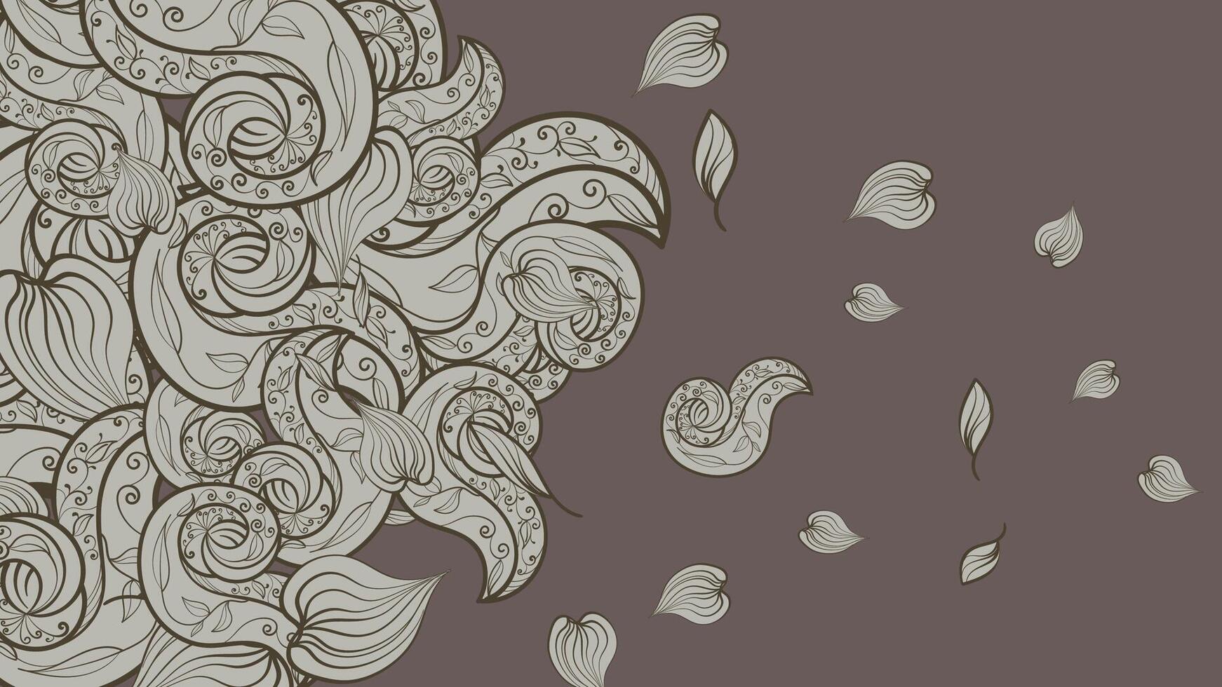 floral pattern with leaves. Hand draw doodle style. vector