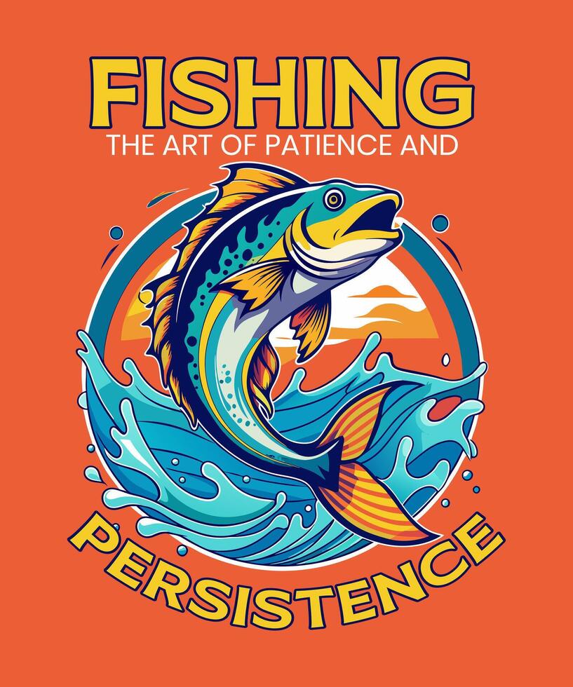 The fishing the art of patience and persistence logo vector