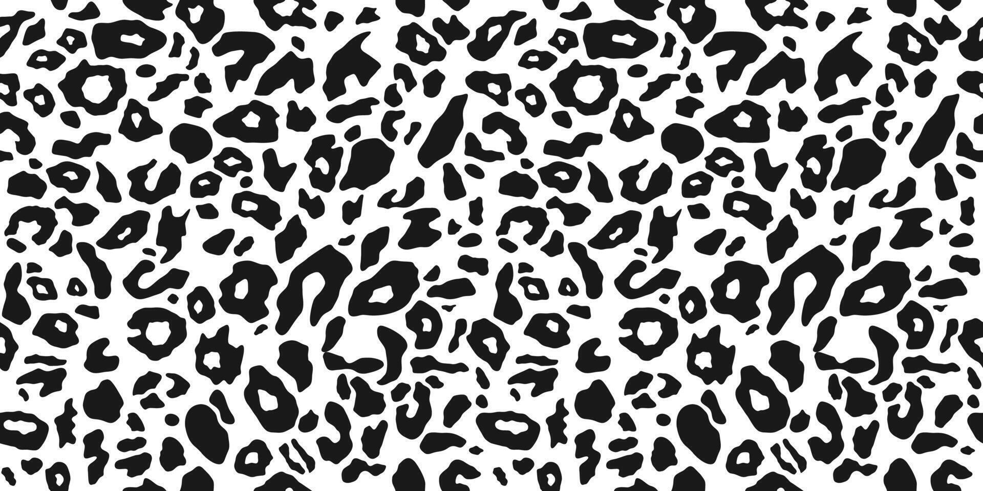 Abstract animal skin of leopard, seamless pattern. Jaguar, cheetah fur print. Black and white background. vector