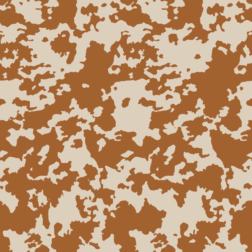 Cow skin in brown and beige spotted, seamless pattern for print, animal texture vector