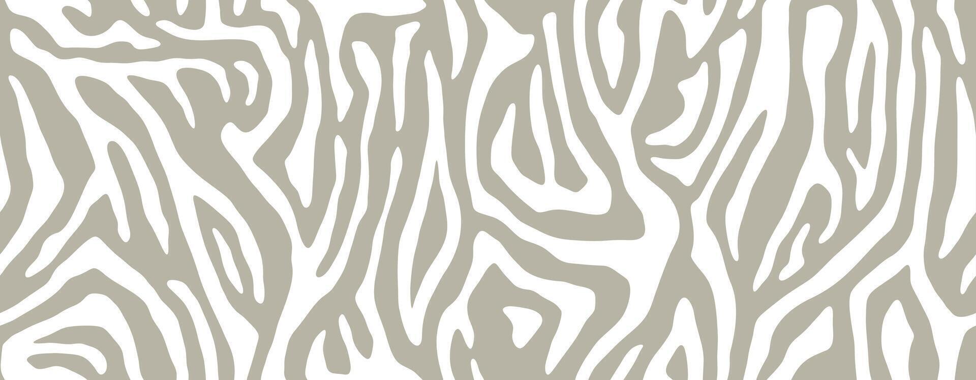 White zebra stripes seamless pattern. Animal skin for print textile design. Line background, fashion fabric art. Abstract curved lines ornament vector