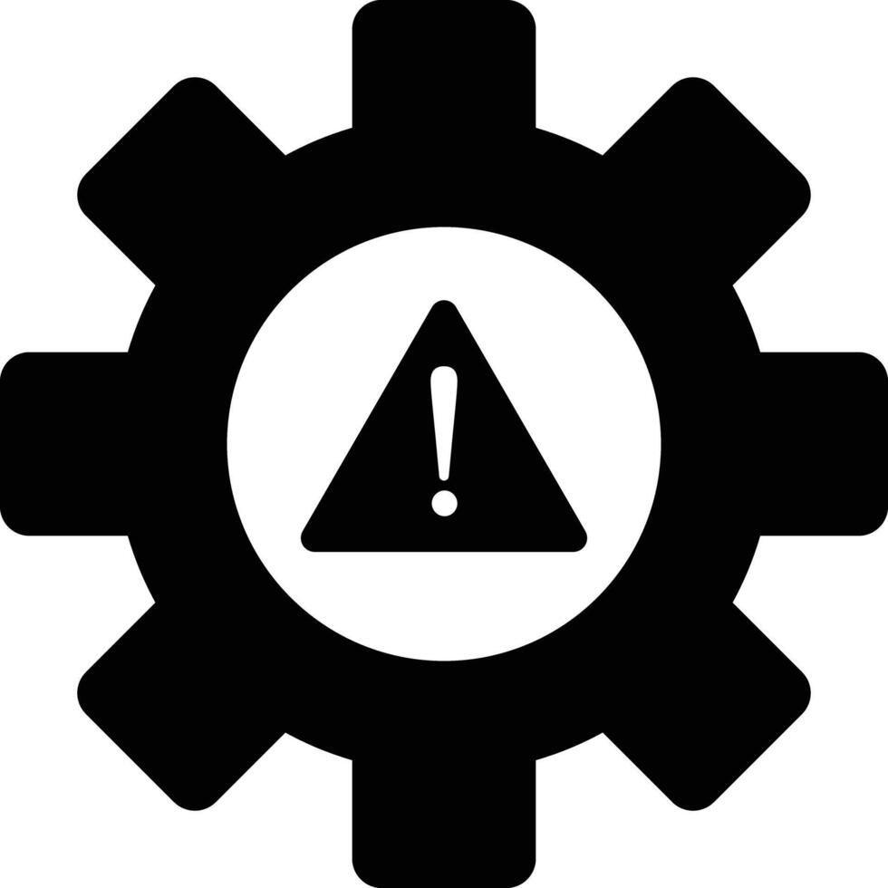 System error icon . System failure symbol . Settings icon with exclamation mark . Gear error icon vector