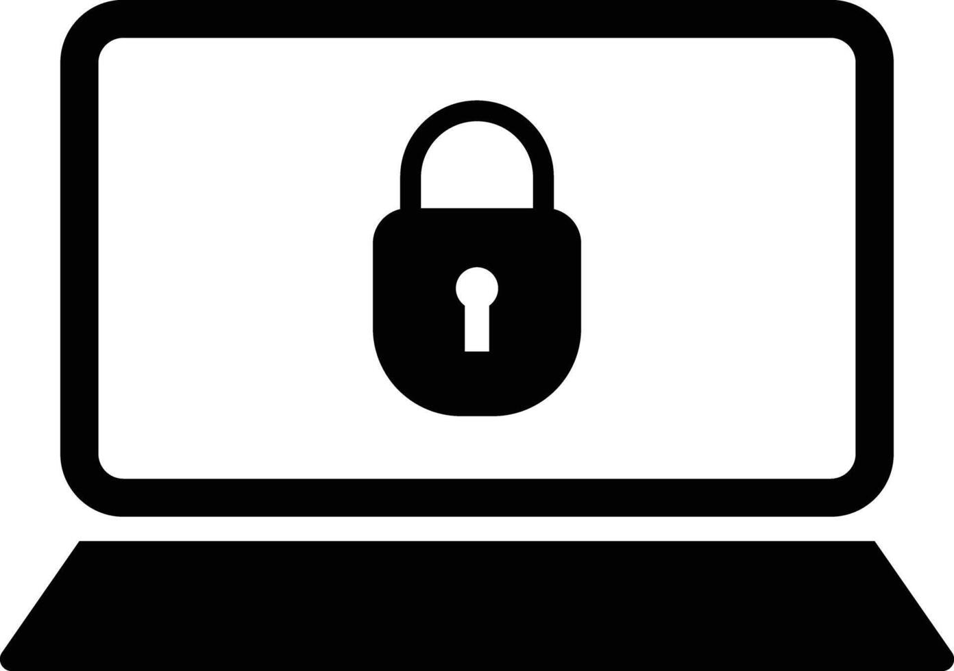 Locked laptop icon isolated on white background . Laptop with padlock icon . illustration vector