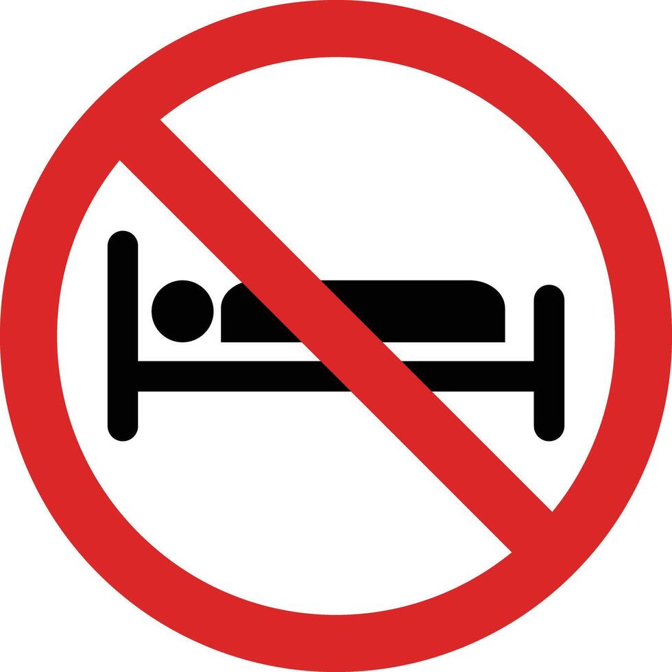 No sleeping sign isolated on white background . Sleeping prohibition sign . illustration vector