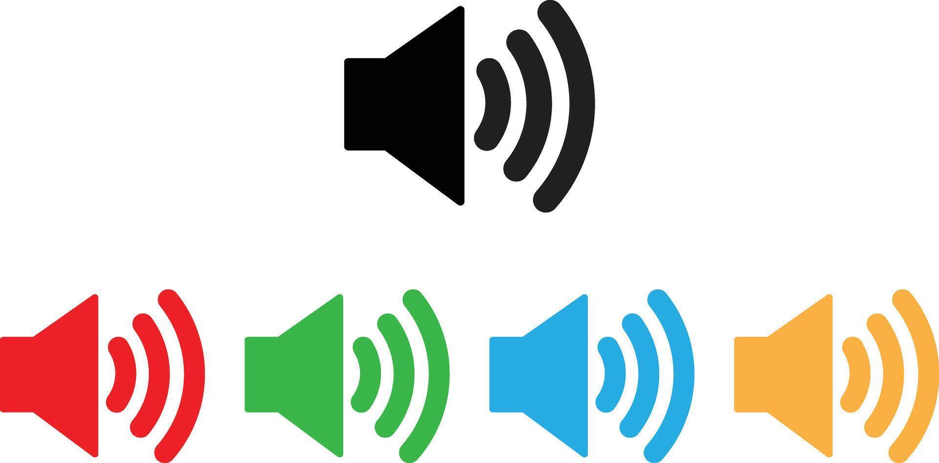 Colorful speaker icon set in different colors . Volume icon . Sound icon . Audio symbol . illustration vector