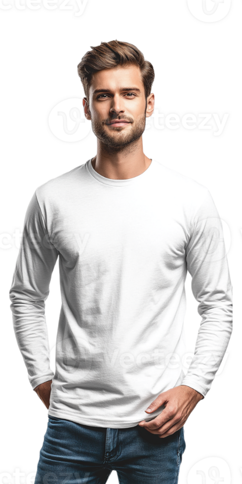 A man in a white long sleeve t - shirt png