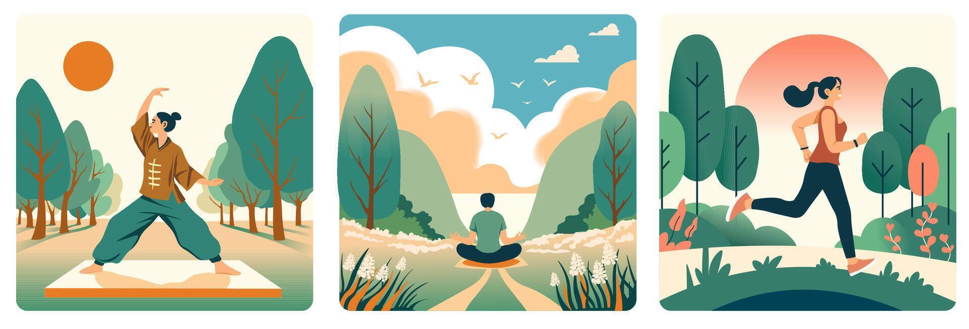 Dynamic Jogging in Park Illustration vector