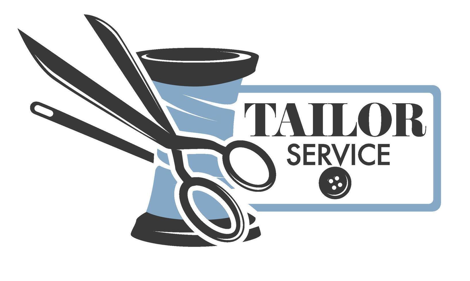 Scissors Thimble Tailor Service Logo vector