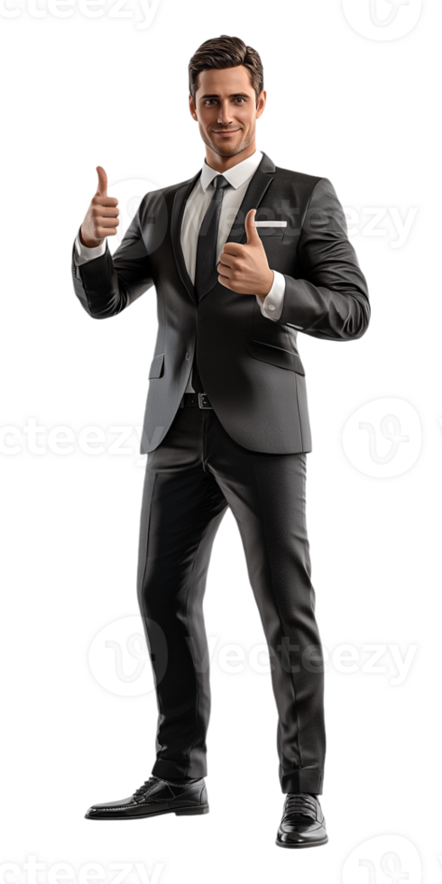 A man in a suit and tie giving the thumbs up png