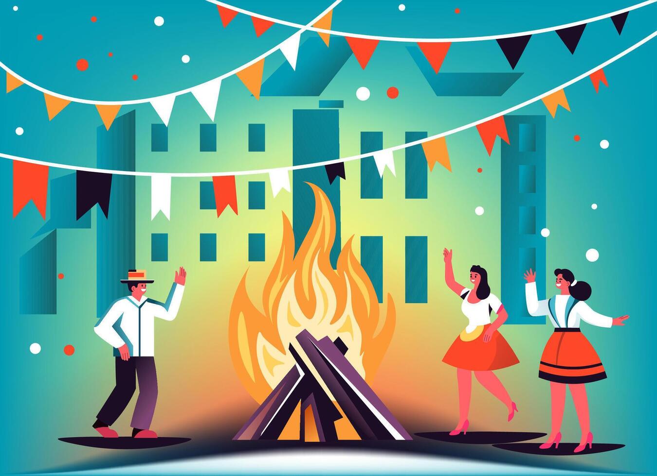 Bonfire Night with Joyful Dance vector