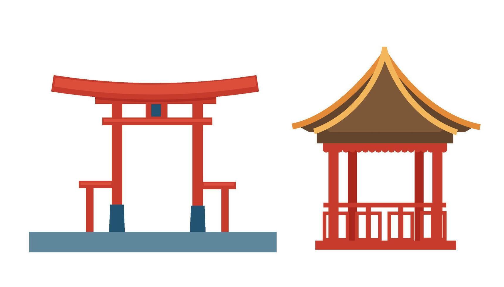Traditional Asian Pavilions Set vector