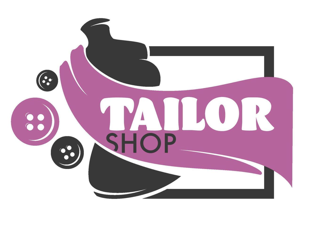 Pink Ribbon Tailor Shop Logo vector