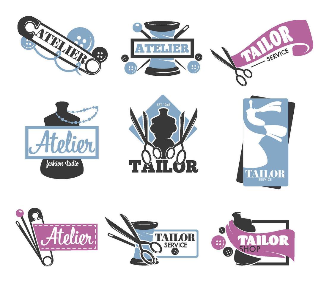 Tailor Service Logo Collection vector