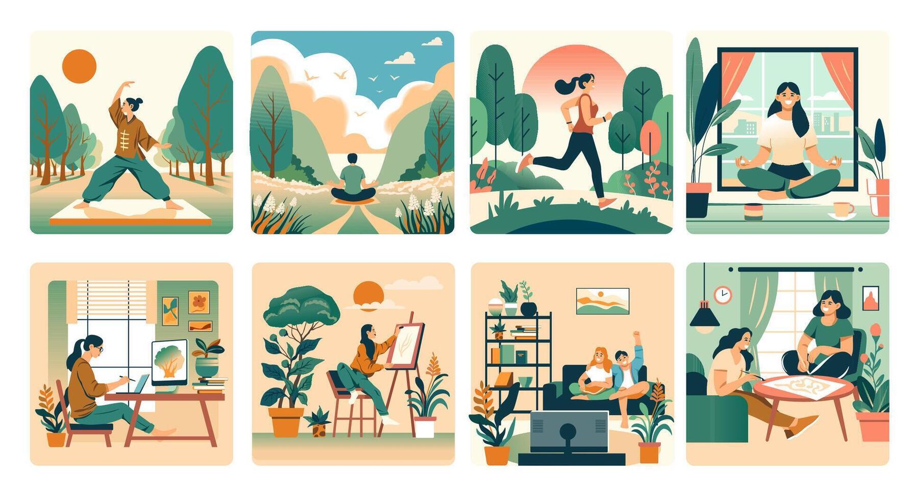 Diverse Indoor and Outdoor Hobbies vector