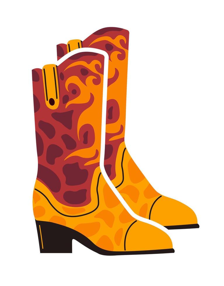 Flame Pattern Cowboy Boots vector
