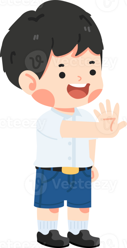 kid student showing hand stop gesture png
