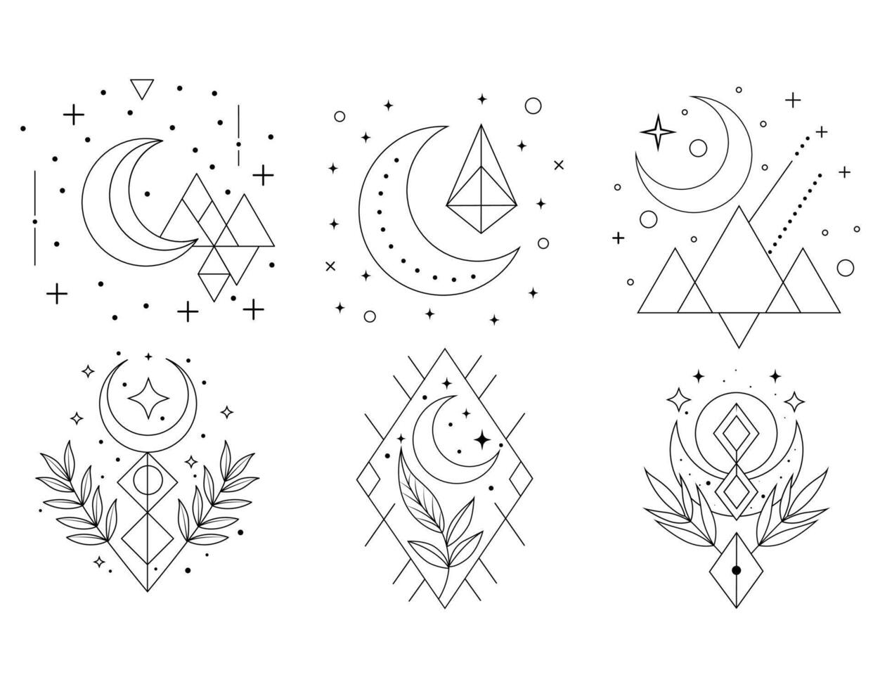 Celestial Dreams Geometric Moon Art vector