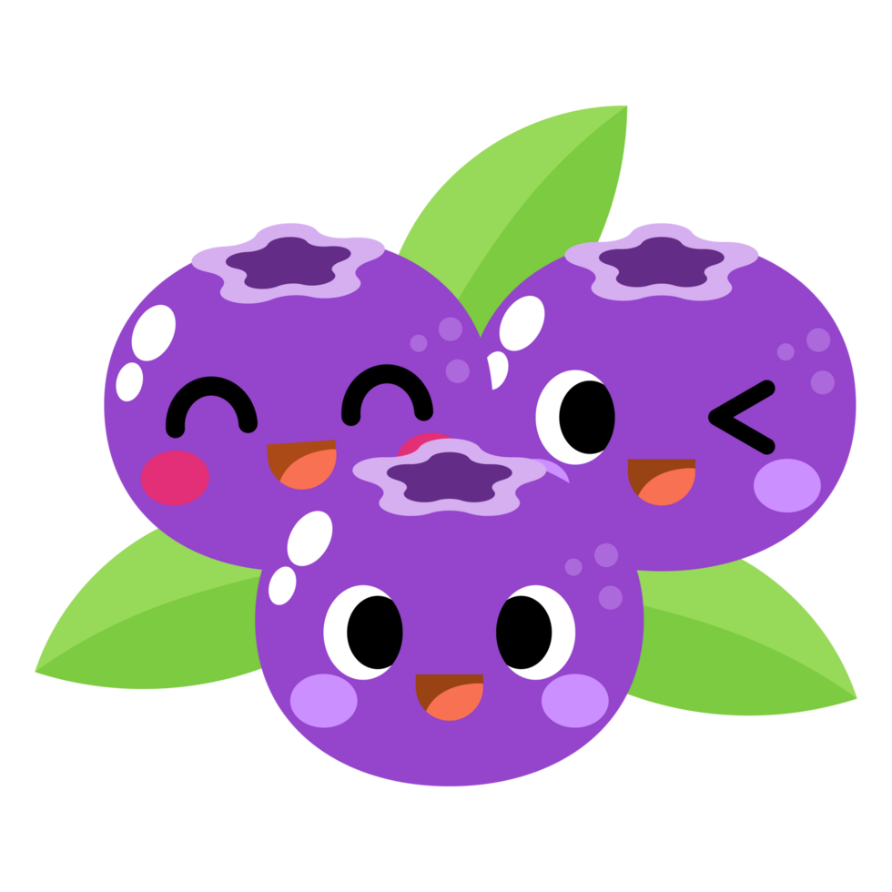 Funny blueberry three cartoon, Cute fruit png