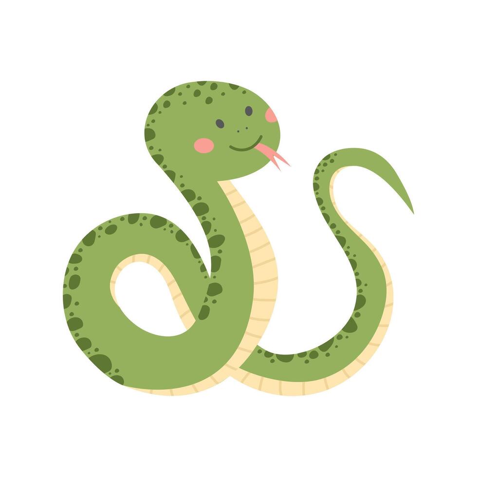 Cute snake isolated on white background. Cartoon nursery art baby character. vector