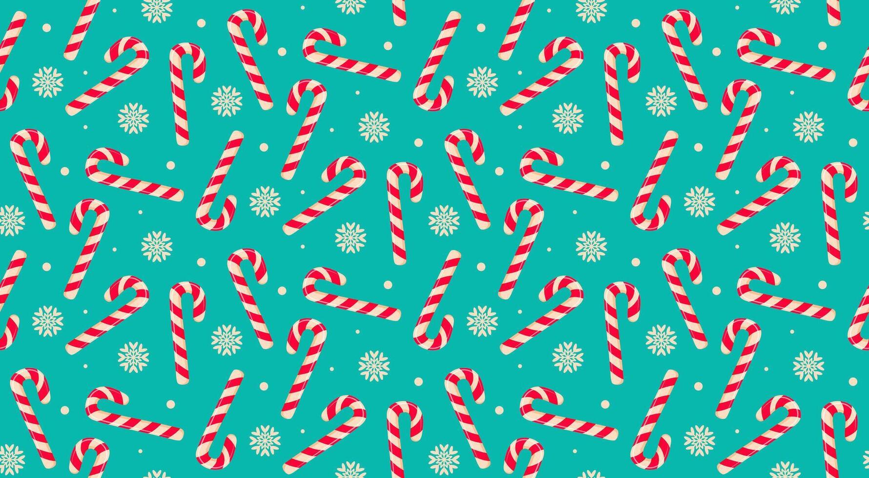 Seamless pattern with christmas candy cane and snowflakes. Merry Christmas and Happy New Year design. Colorful flat illustration. vector