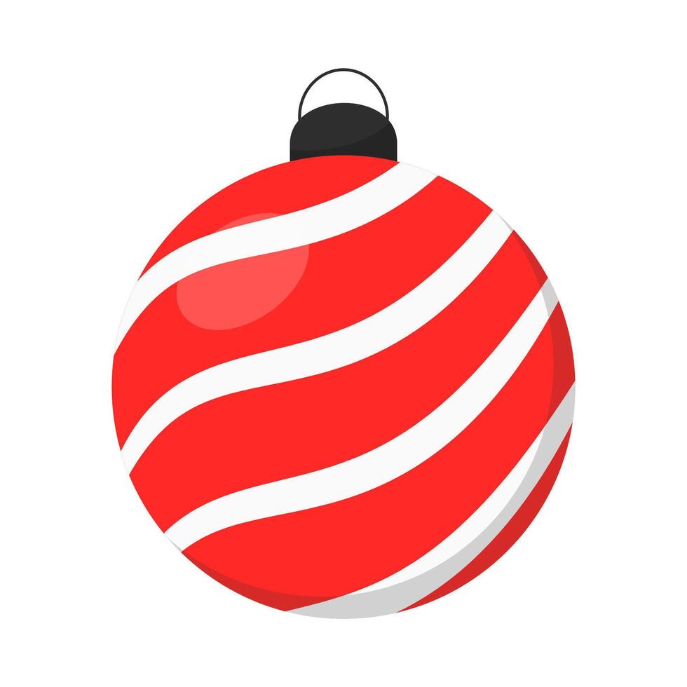 Red christmas ball on a white background. Element for design, decor, sticker, icon. vector