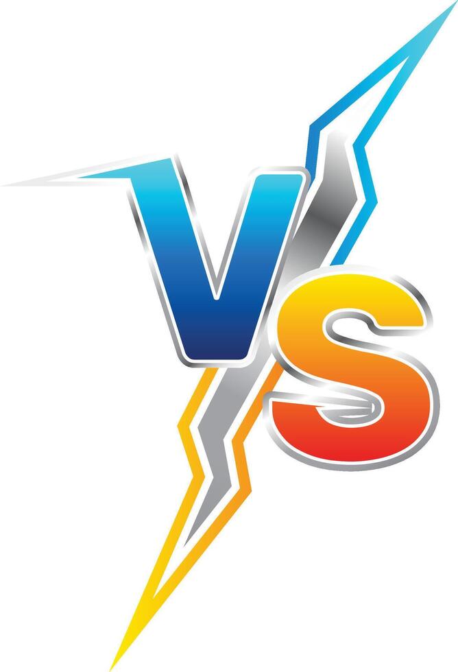 Vs letters with lightning bold on white background. Versus logo, symbol and background. Vs sign set for game, battle and sport vector