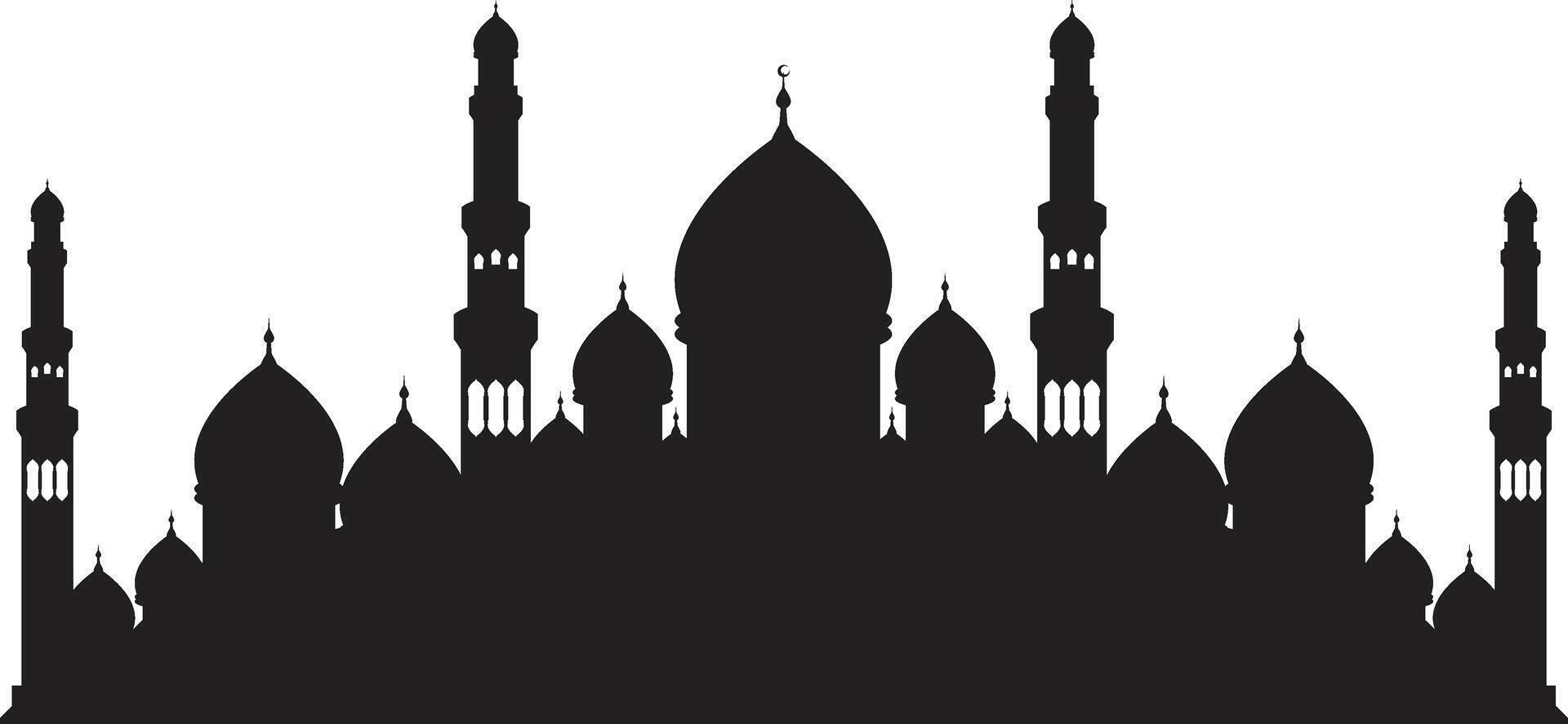Mosque silhouette architecture isolated on white background. Islamic mosque illustration for ramadan kareem and eid mubarak vector
