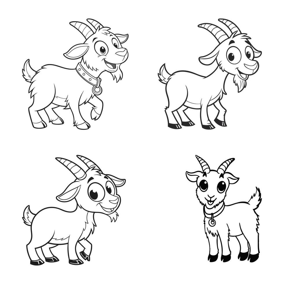 Cute goat line art vector