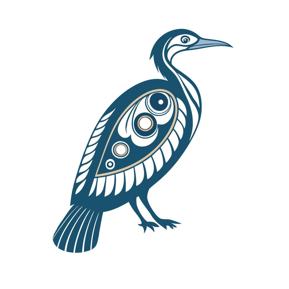 Hand drawn cormorant with illustration, elegant birds icon for your project. vector