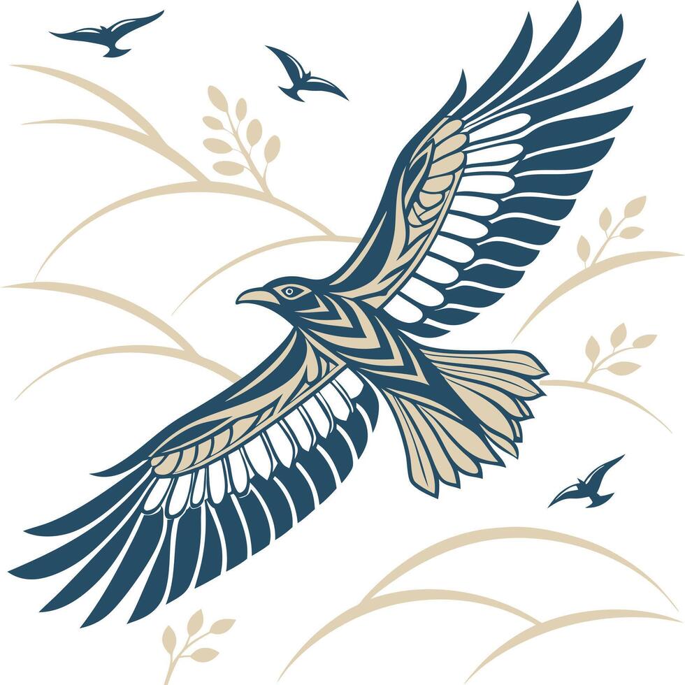 Seamless birds and geomatic pattern design vector