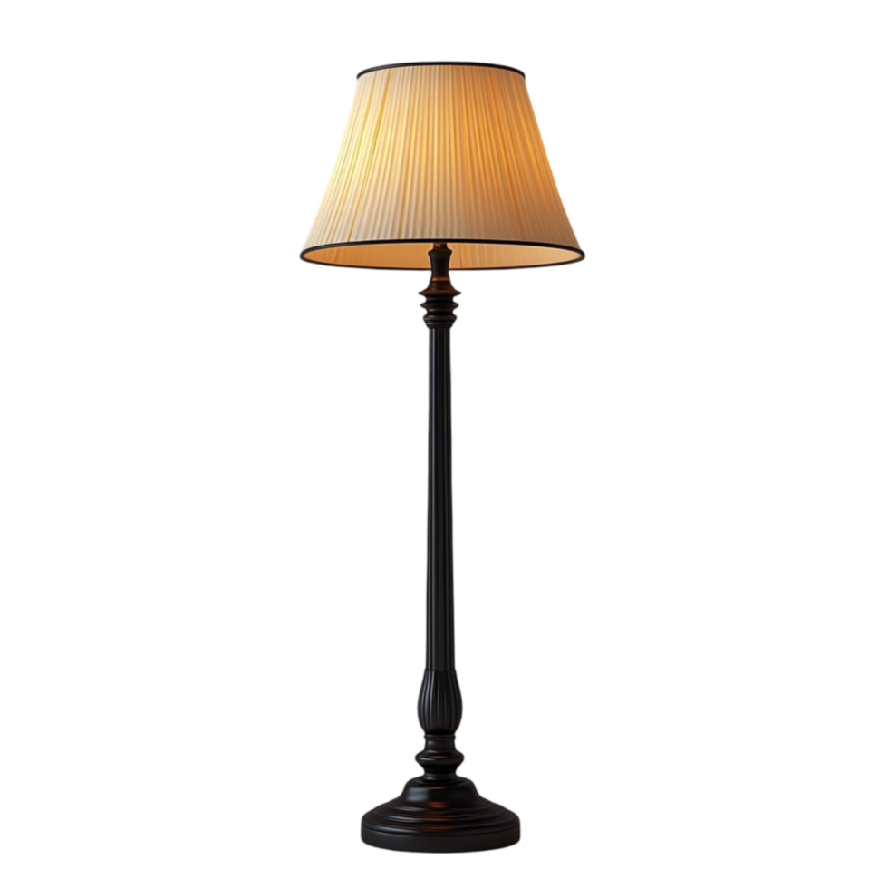 Single Floor Lamp with Dark Brown Base and White Shade png