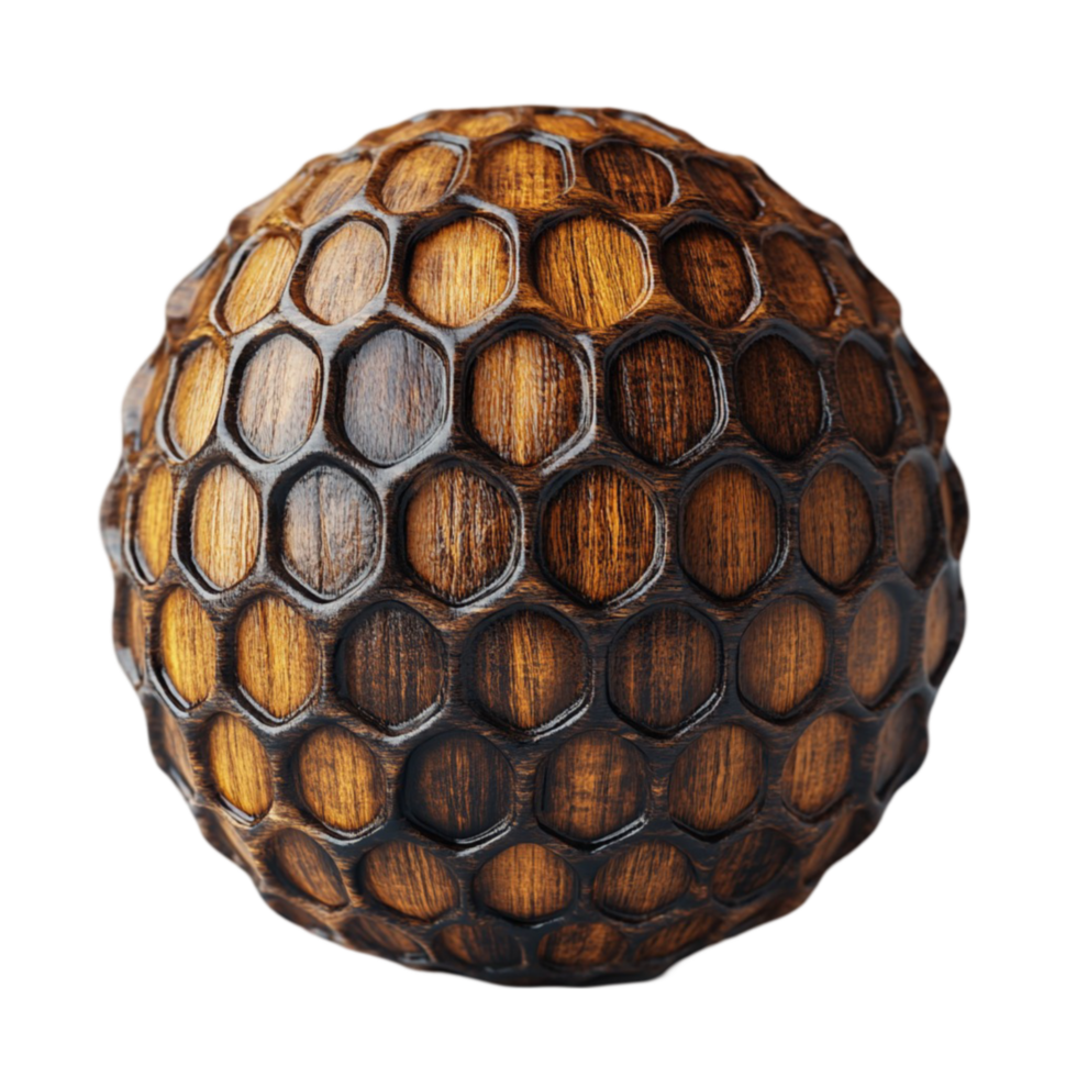 Brown Honeycomb Sphere with Detailed Hexagonal Texture png