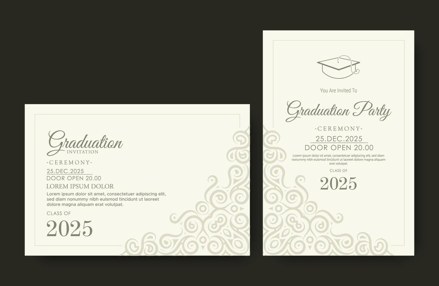 graduation invitation with ornament template vector