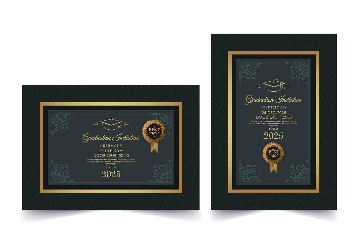 Elegant dark graduation invitation template vector