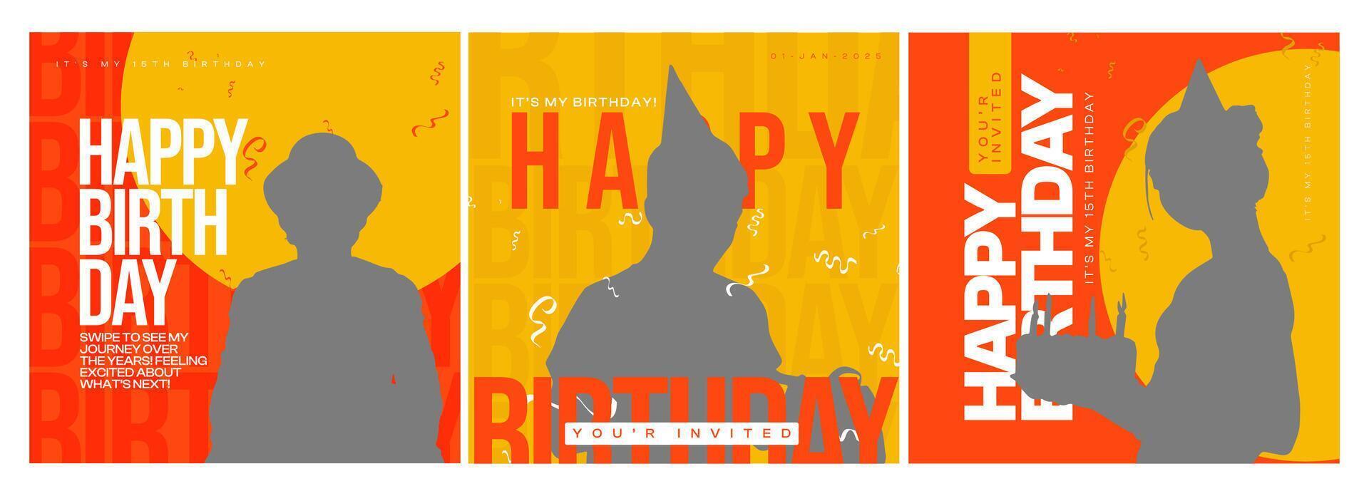 Celebrating Happy Birthday Social Media Posts Template vector