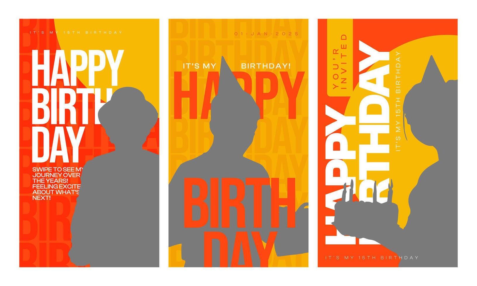 Happy Birthday Social Media Stories Template vector
