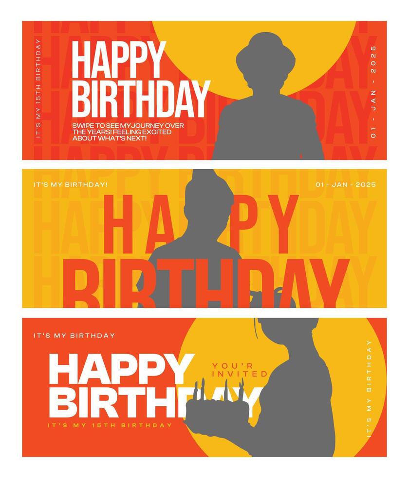 Happy Birthday Celebration. banner template.Social Media Banner.happy Birthday.Happy Birthday Social Media Banner editable template for social media vector