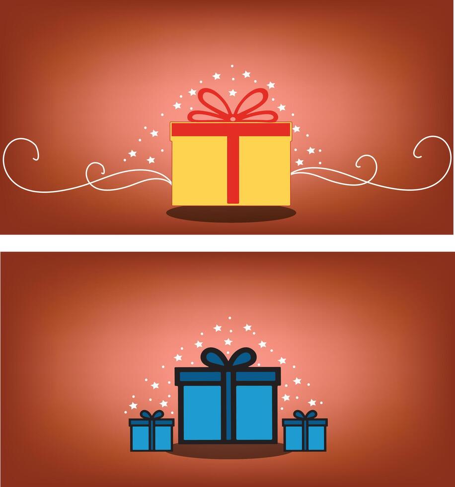 Gift box full of decorative festive object. New Year and Christmas design. Xmas background. vector
