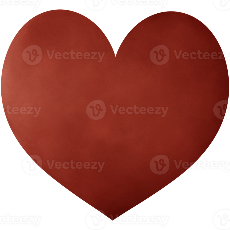 A dark red heart stands out against a transparent background. It is a symbol of passion and love. png