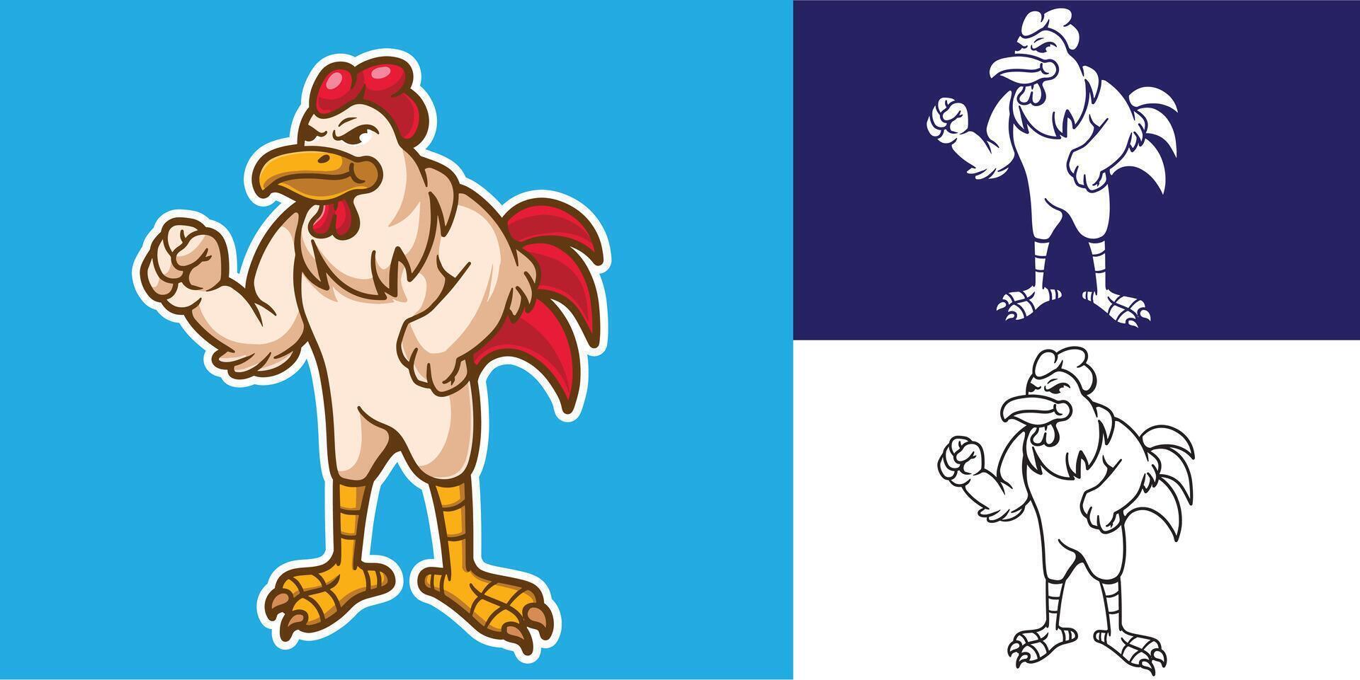 mascot rooster good for logo, mascot character, mascot branding, mascot team, element design, sticker, etc vector