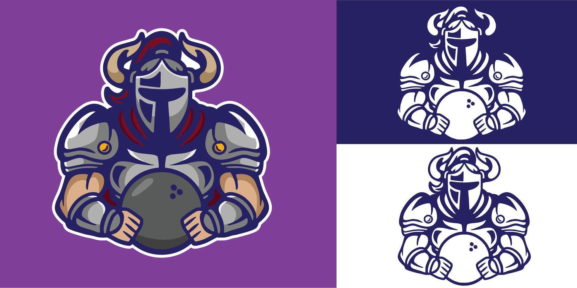 mascot logo knight with bowling good for team logo, sport logo, element design, etc vector