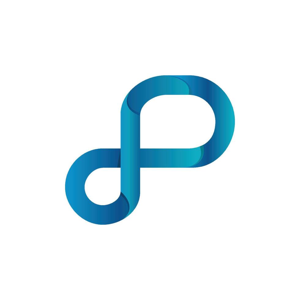 Letter P with infinity symbol vector