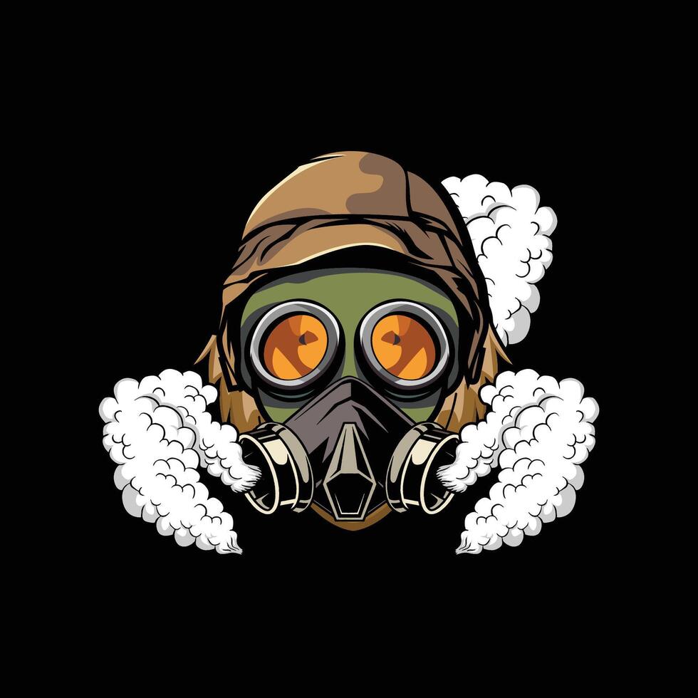 Illustration of gas mask with smoke effect vector