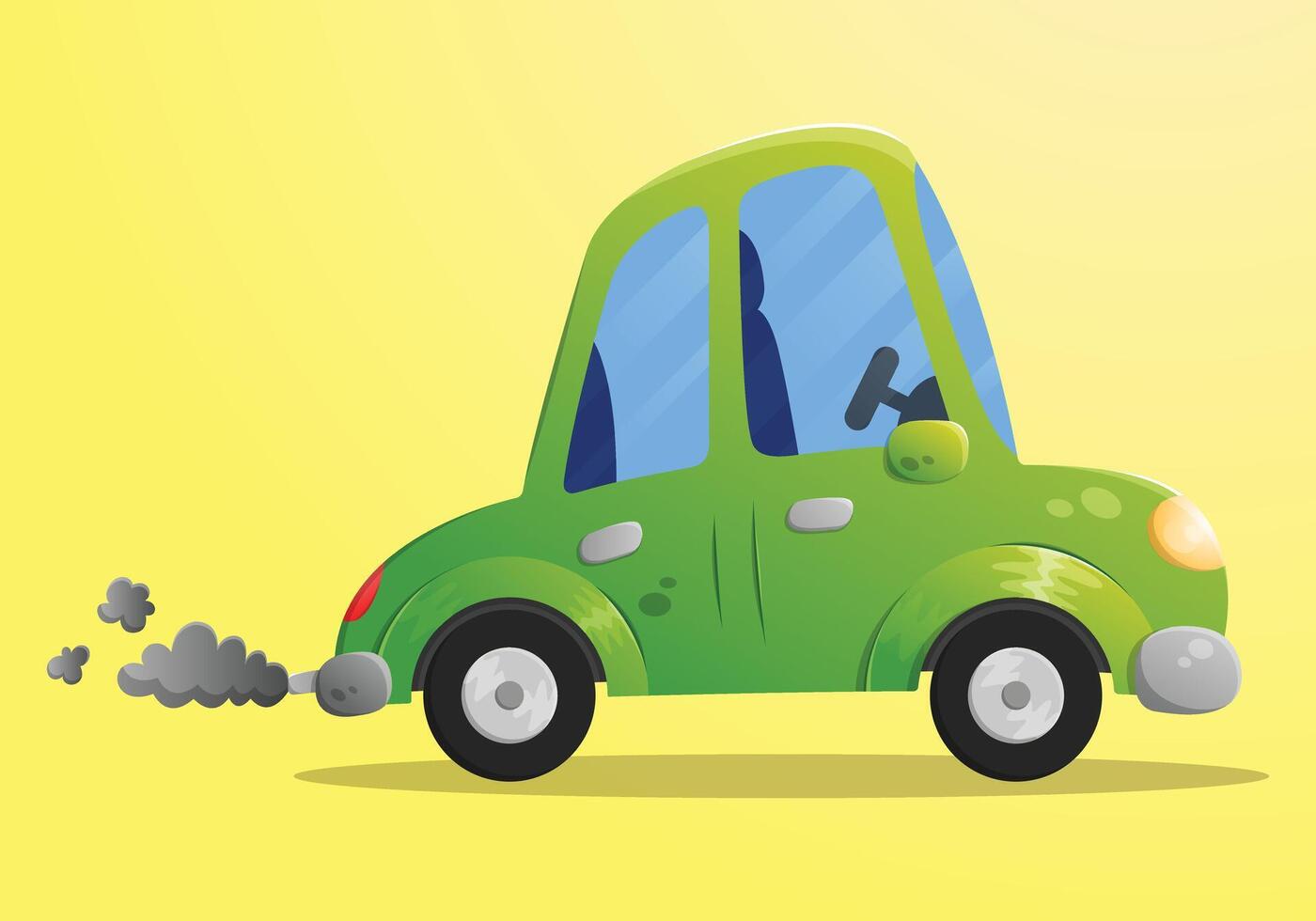 Side view flat green cartoon passenger car. Transport vehicle illustration. vector