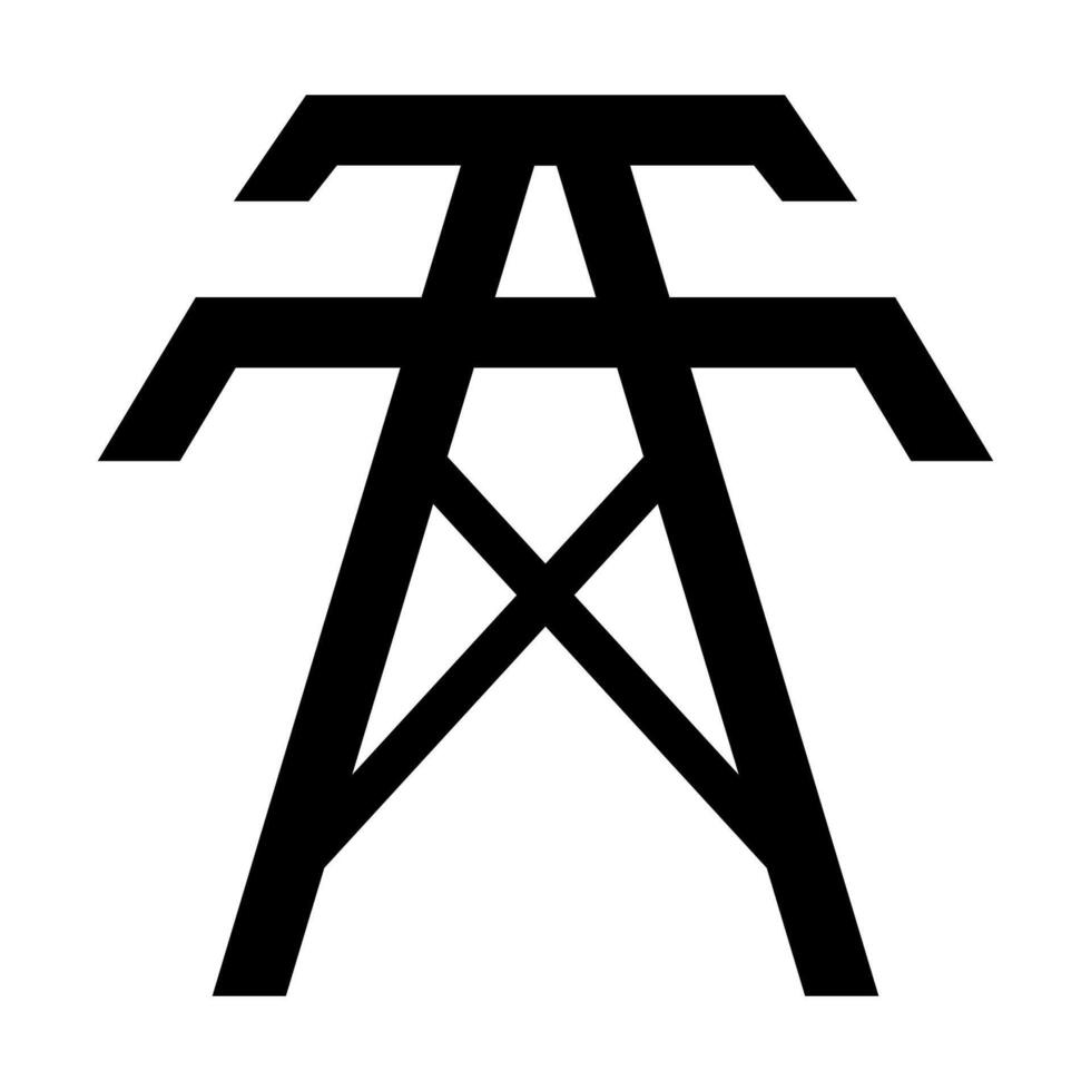 Simple icon power line tower, electricity pylon, transmission power grid vector