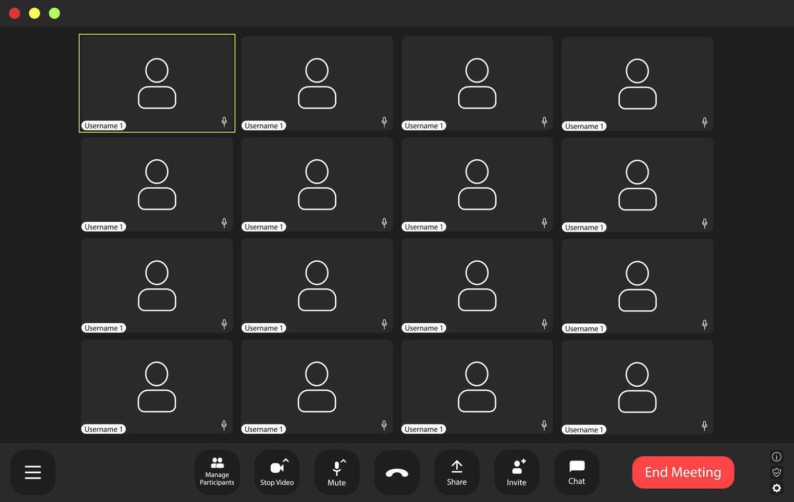 The screen shot shows the different people on the screen vector