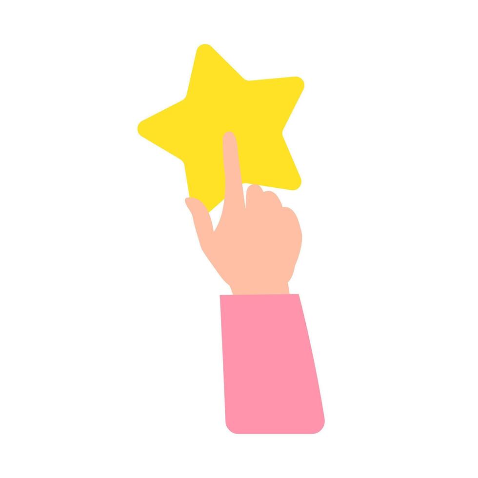 A hand holding a star with a finger pointing to it vector