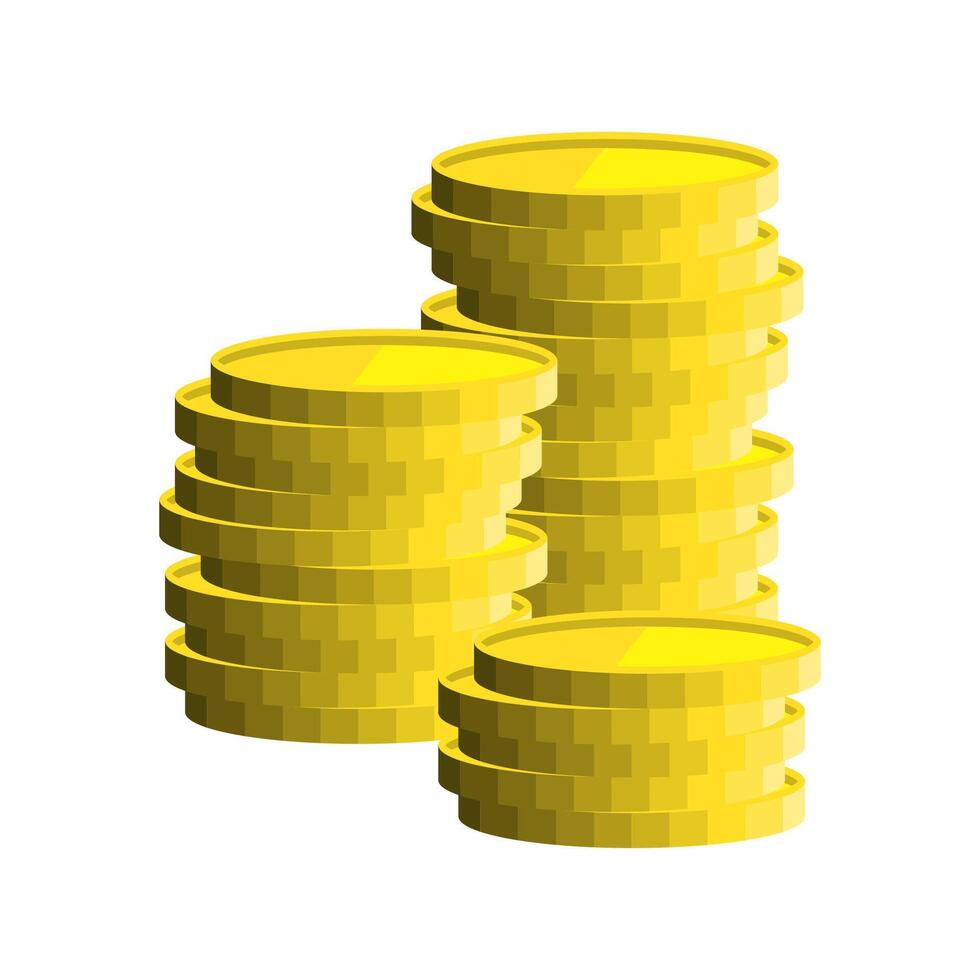 A pile of gold coins on a white background vector