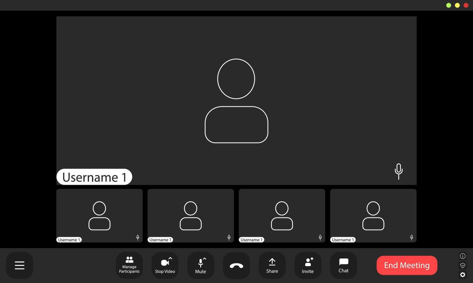 A computer screen showing a chat with a person on the screen vector